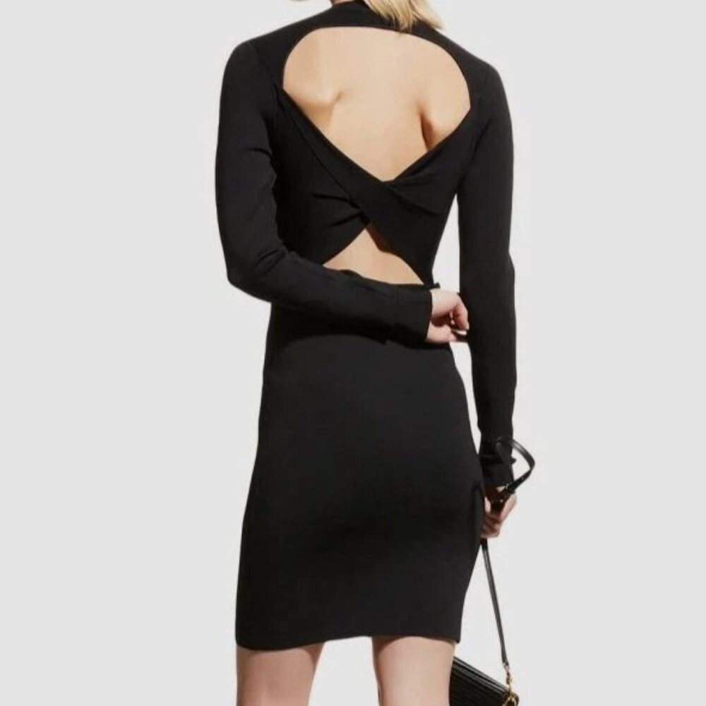 Alice + Olivia Estelle black reversible long sleeved mini dress, size S
